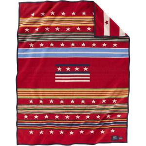 Pendleton Jacquard Napped Throw Blanket 64″ x 80″ – Wool Cotton, Reversible, Lightweight, Soft, Wool Felt Binding, Packable Blanket for Home and Travel – Big Medicine Oxford(Grateful Nation 2019)