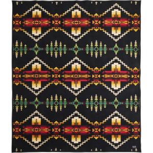 Pendleton Jacquard Napped Throw Blanket 64″ x 80″ – Wool Cotton, Reversible, Lightweight, Soft, Wool Felt Binding, Packable Blanket for Home and Travel – Big Medicine Oxford(Four Corners)