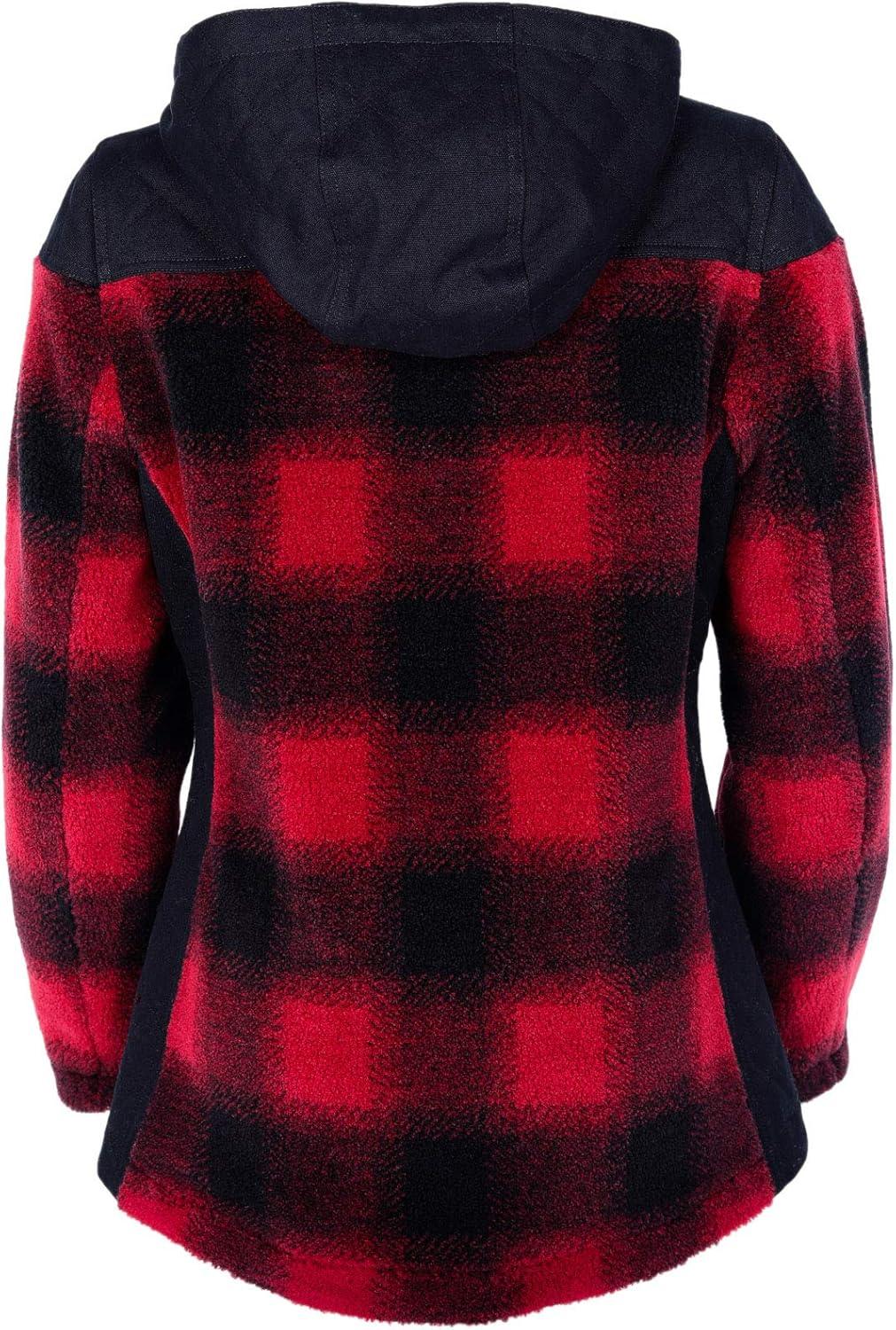 imagePendleton Womens Chico Quilted Canvas ampamp Fleece Hooded Jacket WDWR FinishRed Buffalo