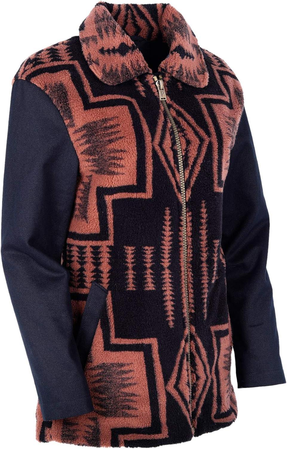 imagePendleton Womens Pueblo Canvas ampamp Sherpa Club Collar Jacket with DWR FinishWhiskey Harding