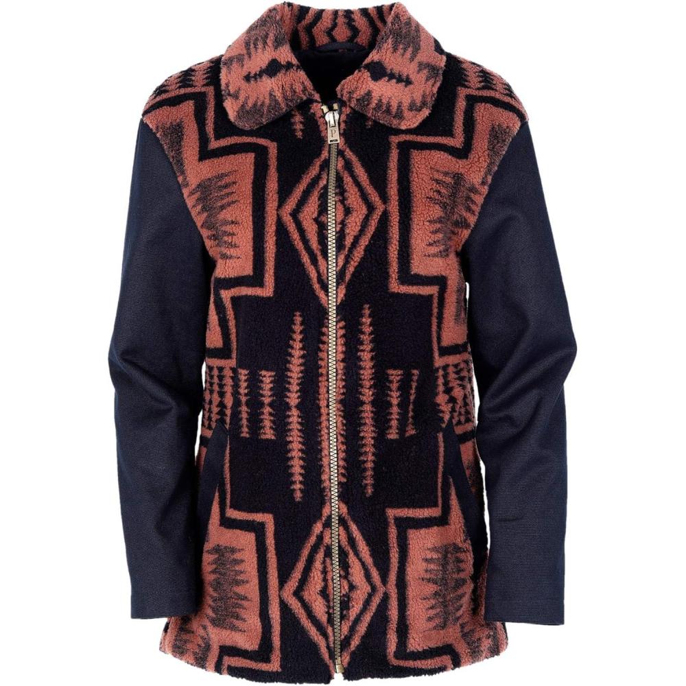 imagePendleton Womens Pueblo Canvas ampamp Sherpa Club Collar Jacket with DWR FinishWhiskey Harding