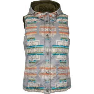 Pendleton Women’s Painted Rocks Riversible Hooded Nylon Down Proof Cire Vest(Grey Ground)