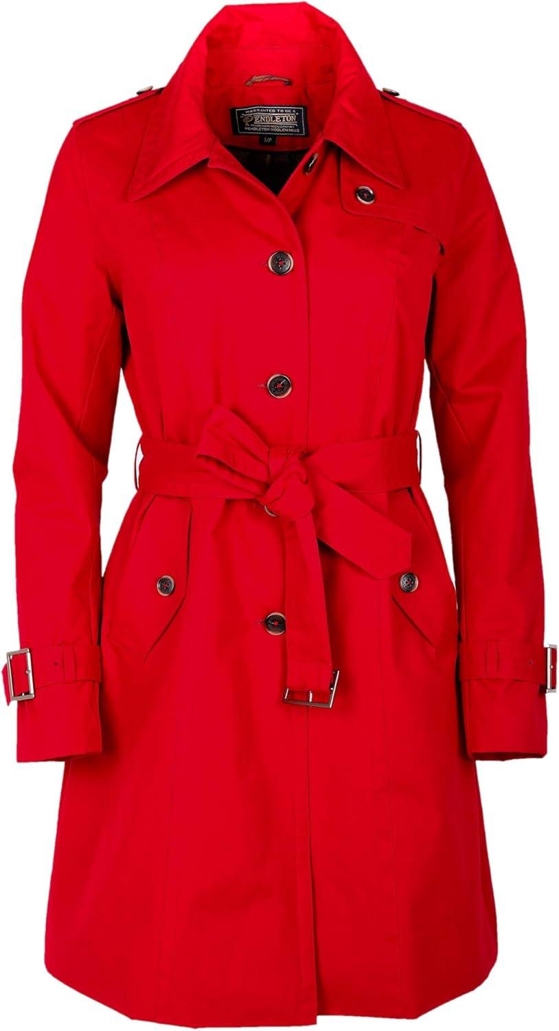 imagePendleton Outerwear Womens Bridgeport Critically Seam Sealed Rain Trench Coat RED Large