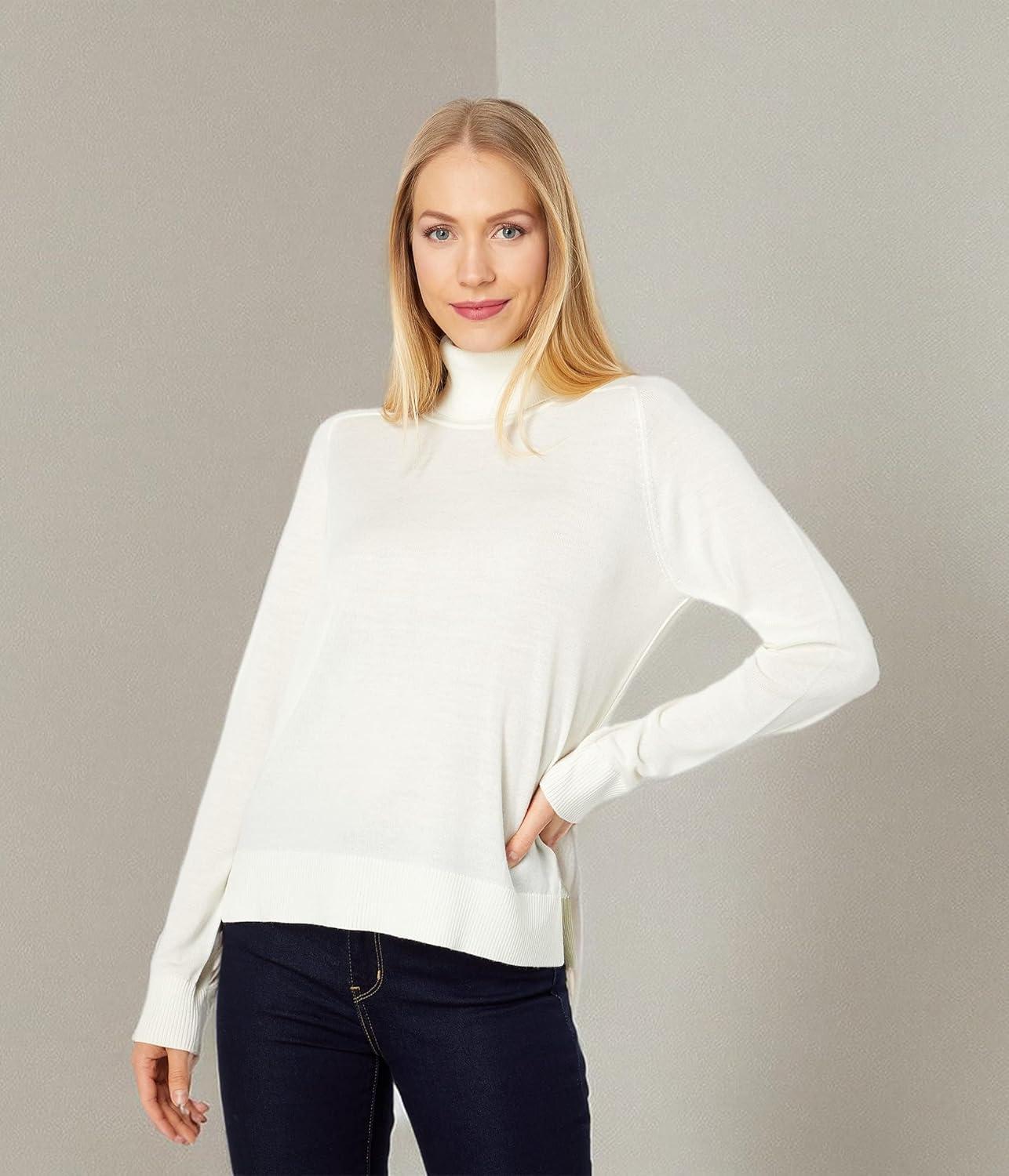 imagePendleton Womens Raglan Merino Wool Turtleneck SweaterIvory