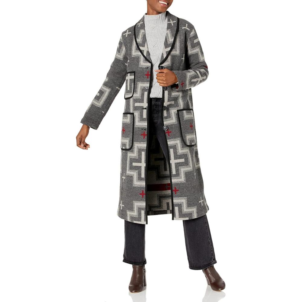 imagePendleton Womens Jacquard Shawl Collar Duster CoatSan Miguel Jacquard