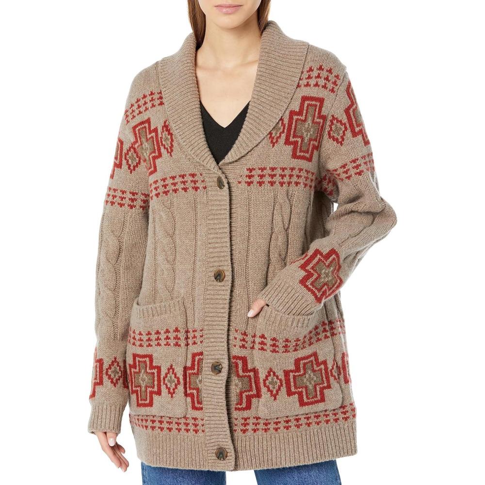 imagePendleton Womens Lambswool Cable CardiganNatural Multi
