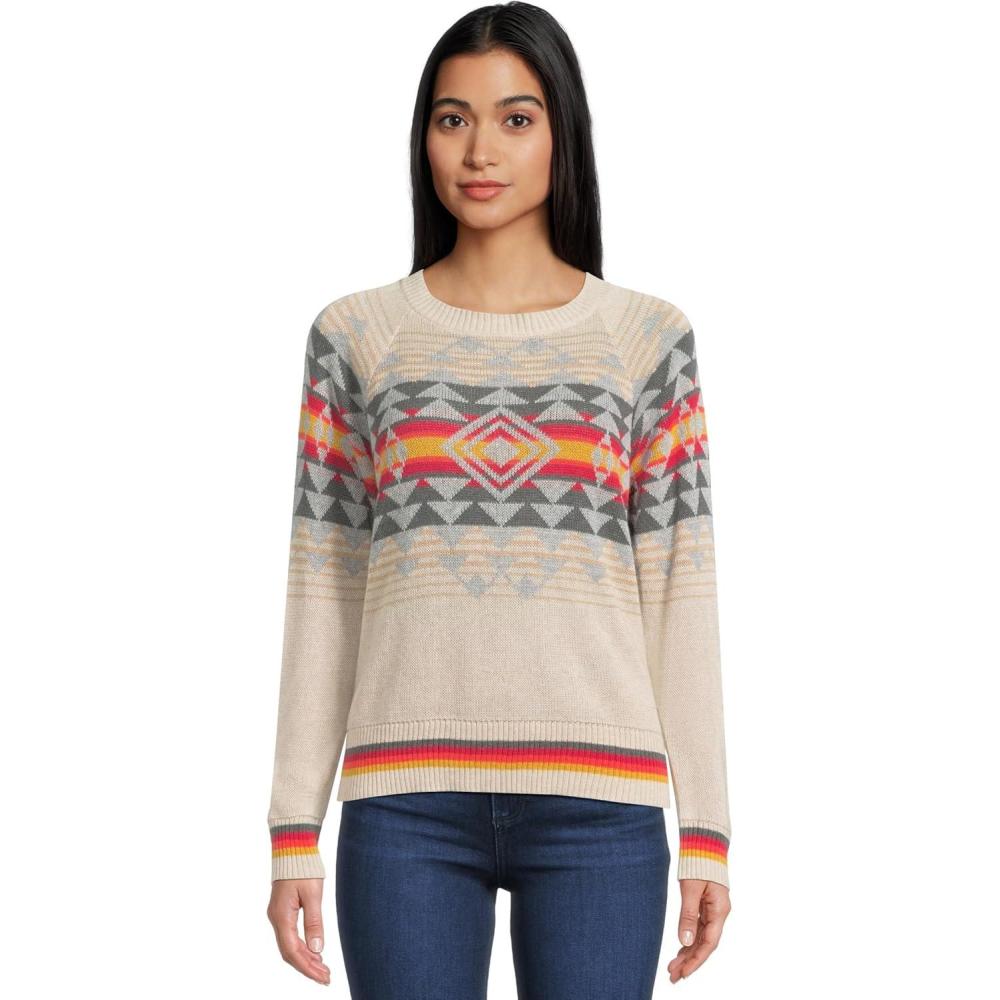 imagePendleton Womens Raglan Cotton Graphic SweaterDriftwood Multi