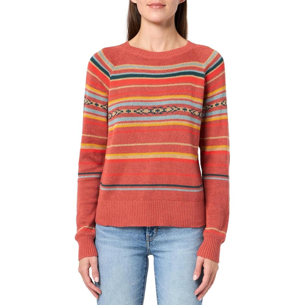 imagePendleton Womens Raglan Cotton Graphic SweaterRed Multi Stripe