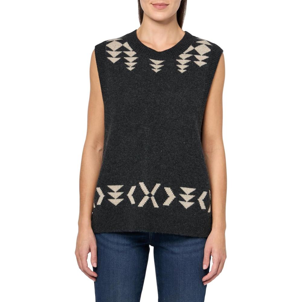 imagePendleton Womens Relaxed Graphic VestBlackIrish Cream