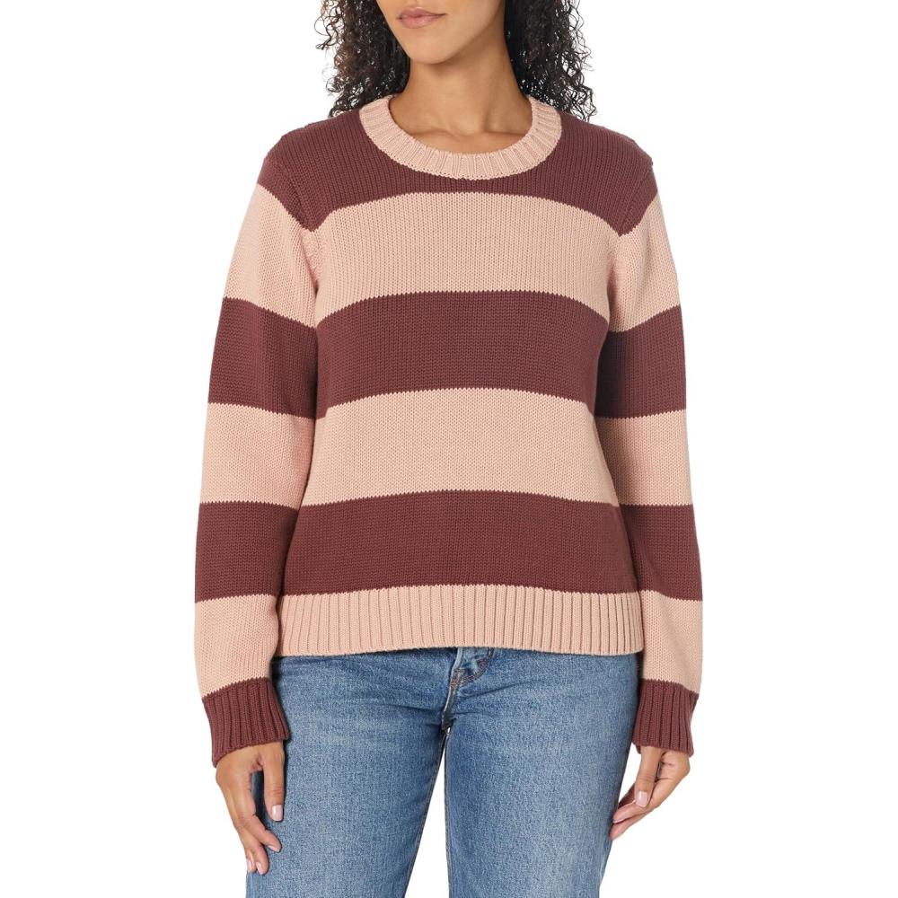 imagePendleton Womens Sellwood Stripe Cotton PulloverMahogany RoseBrandied Plum