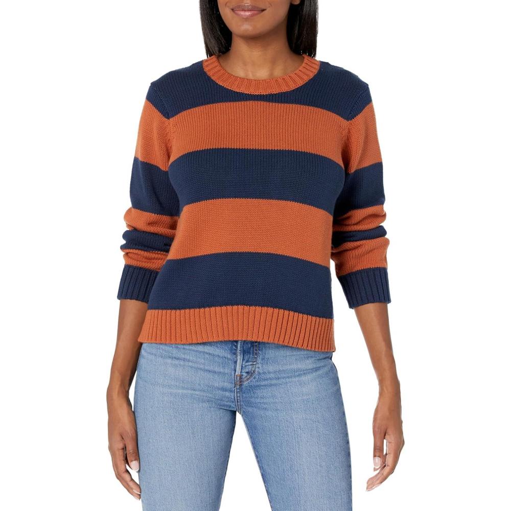 imagePendleton Womens Sellwood Stripe Cotton PulloverSpice BrownNavy