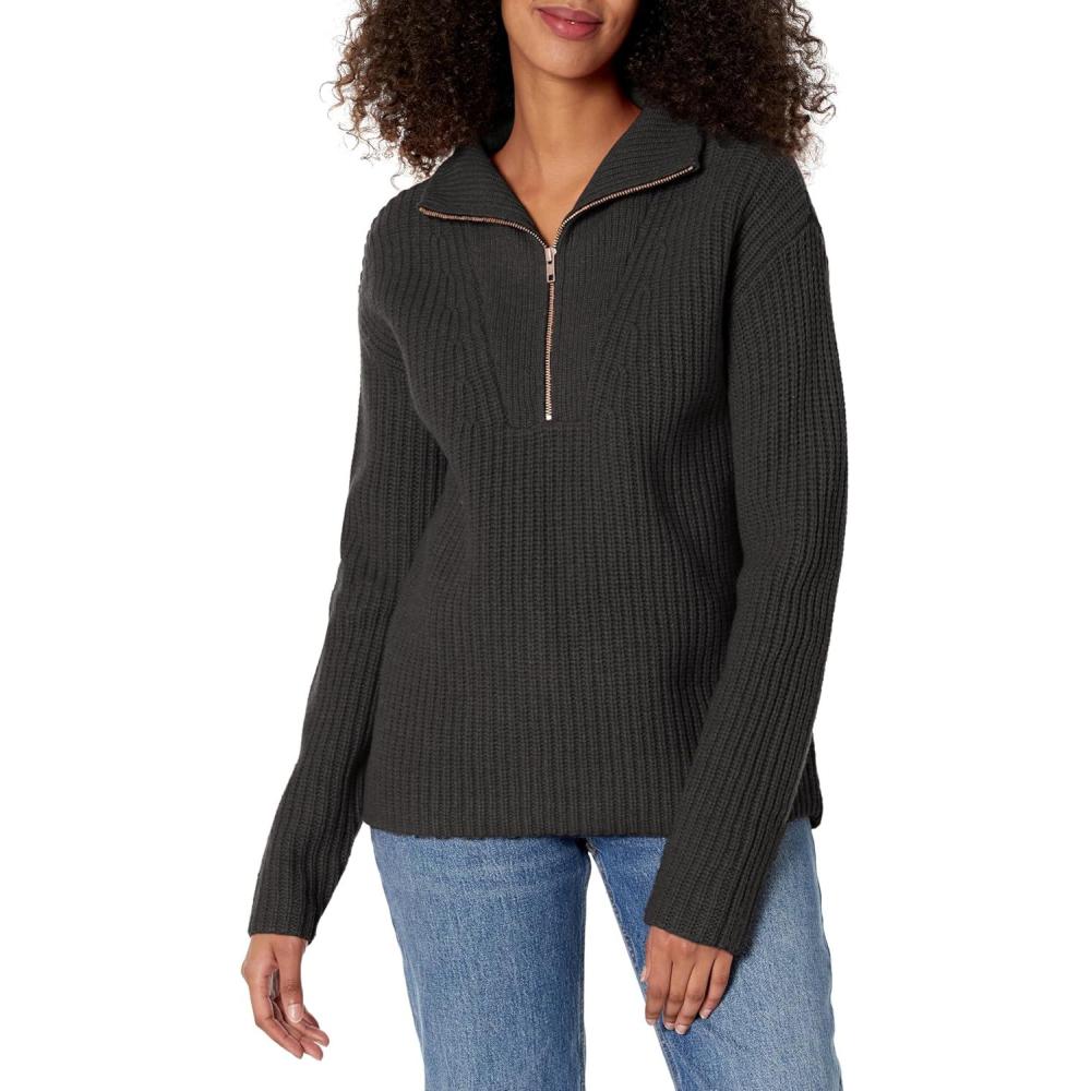 imagePendleton Womens Shaker Zip Lambswool PulloverBlack Heather