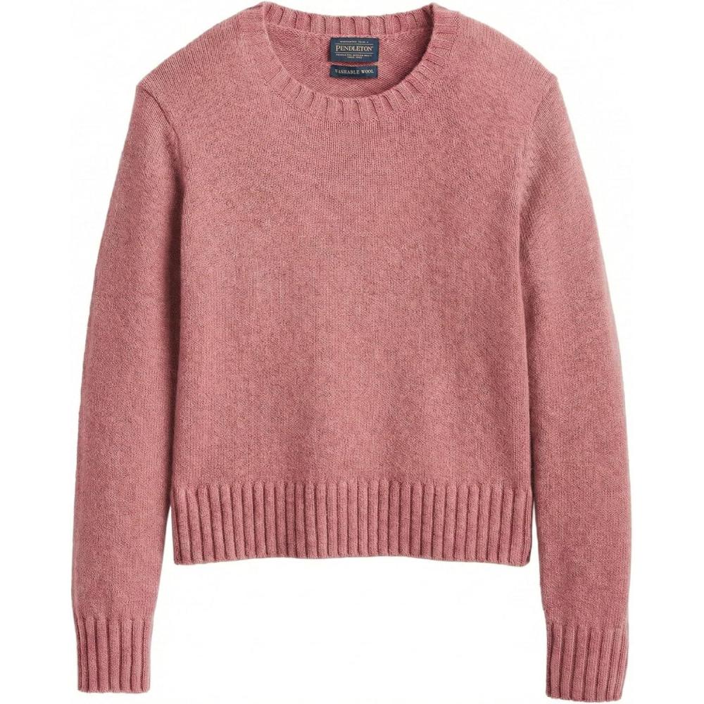 imagePendleton Womens Shetland Crew 100 Soft Knit Wool Pullover Classic Crewneck Relaxed Fit Comfortable LongSleeve TopDark Rose Heather