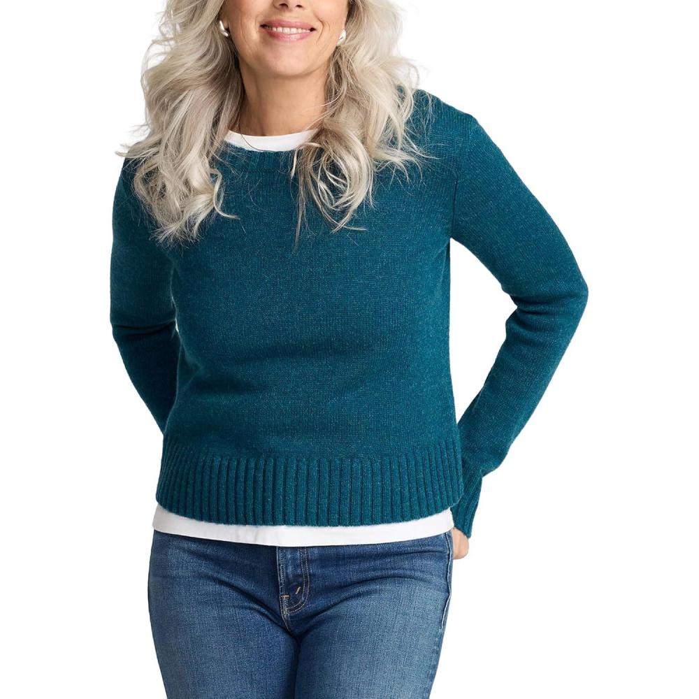 imagePendleton Womens Shetland Crew 100 Soft Knit Wool Pullover Classic Crewneck Relaxed Fit Comfortable LongSleeve TopDeep Teal Heather