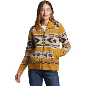Pendleton Womens Graphic Shetland Zip Sweater(Golden Yellow Multi)