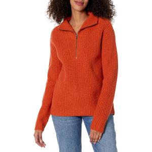 Pendleton Women’s Shaker Zip Lambswool Pullover(Red Ochre)