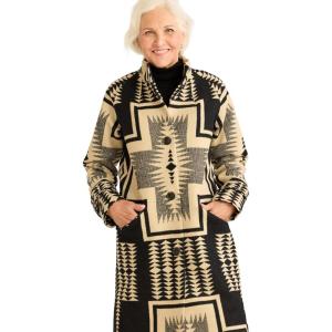 Pendleton Women’s Timberline Wool Coat, Blanket-Weight Coat – Black/Tan Harding(Black/Tan Harding)