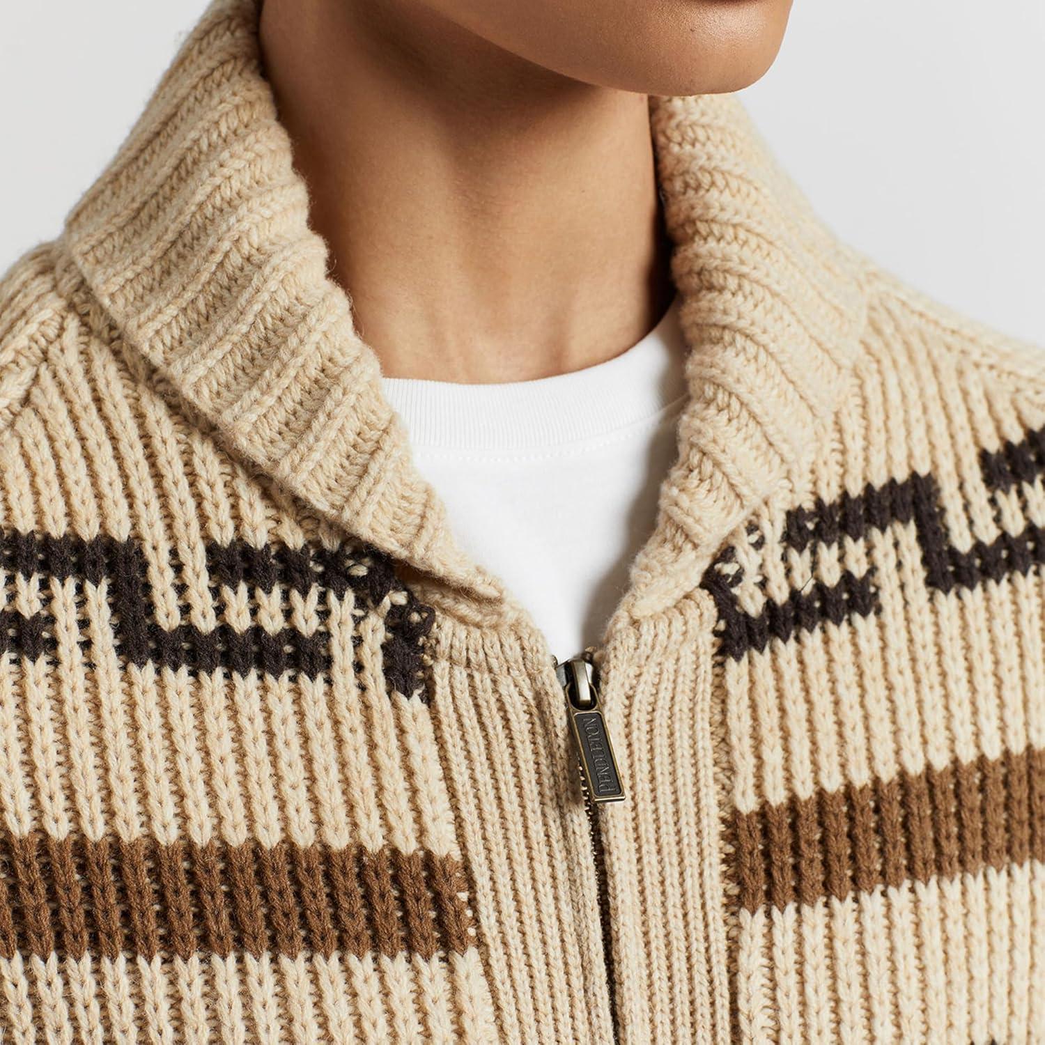 imagePendleton Womens Westerley Cardigan Sweater 100 Virgin Wool Sweaters for Women Heavy Cable Knitted Sweater TanBrownTanBrown