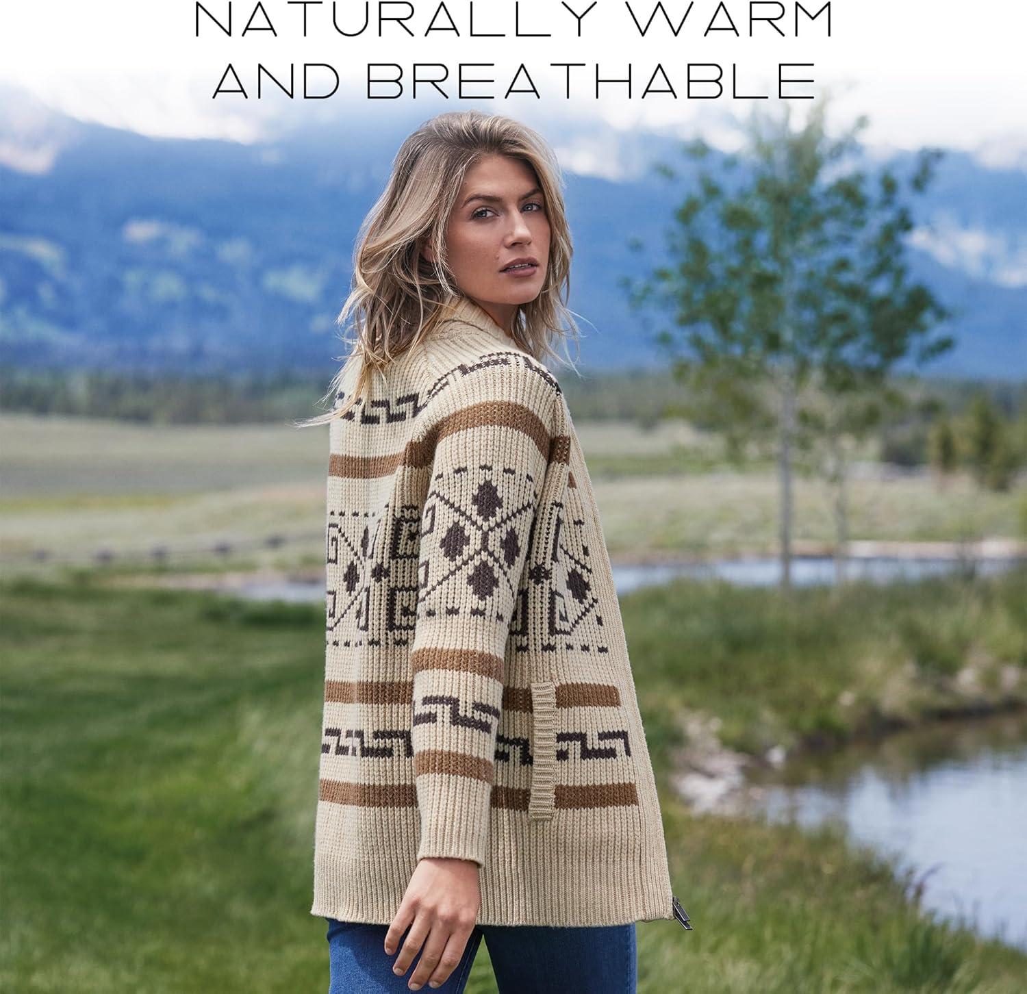 imagePendleton Womens Westerley Cardigan Sweater 100 Virgin Wool Sweaters for Women Heavy Cable Knitted Sweater TanBrownTanBrown