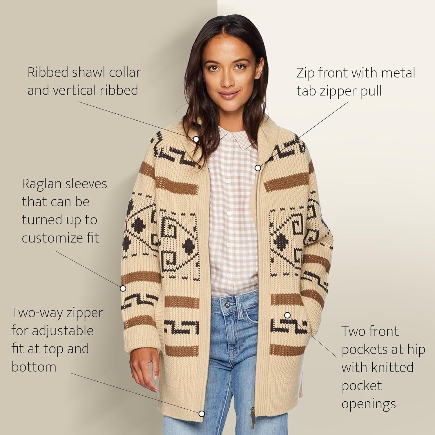 imagePendleton Womens Westerley Cardigan Sweater 100 Virgin Wool Sweaters for Women Heavy Cable Knitted Sweater TanBrownTanBrown