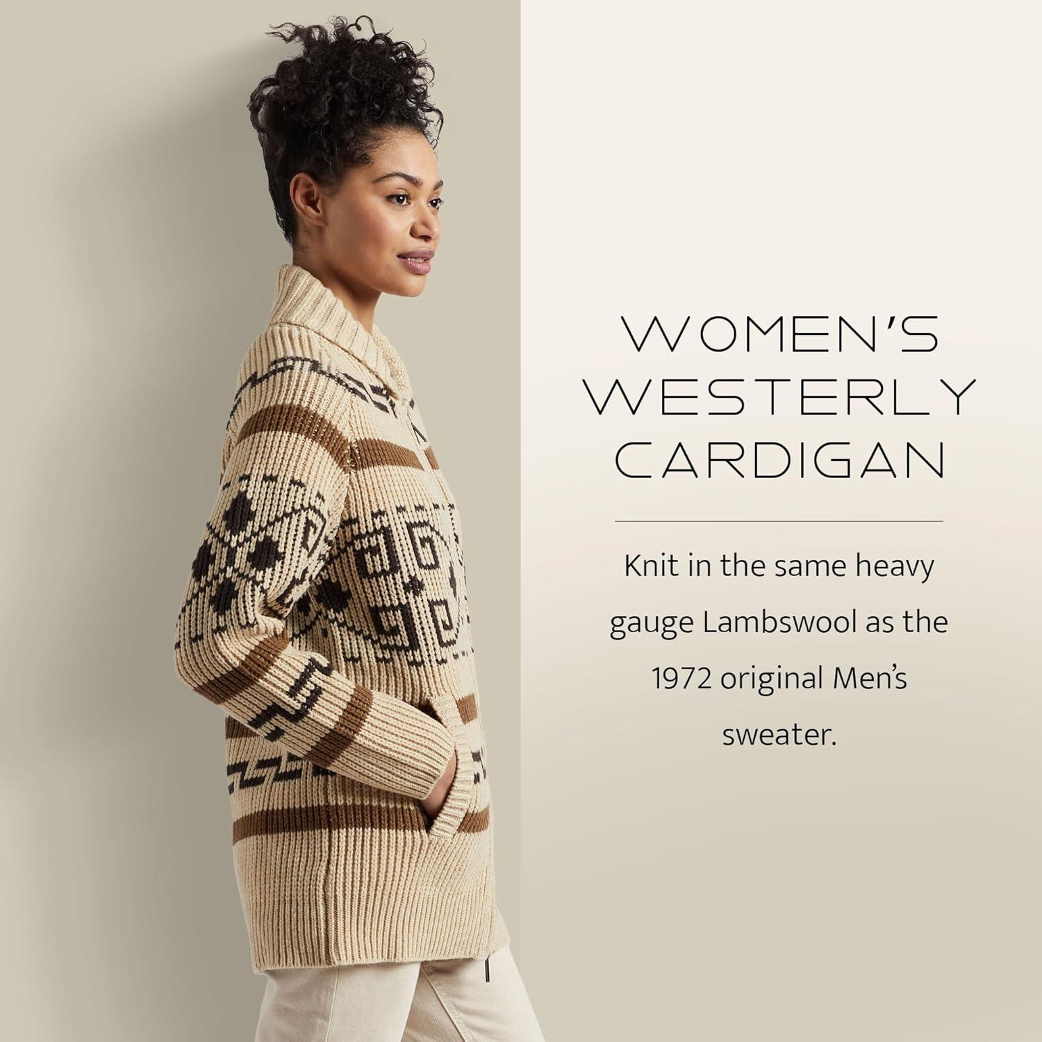imagePendleton Womens Westerley Cardigan Sweater 100 Virgin Wool Sweaters for Women Heavy Cable Knitted Sweater TanBrownTanBrown