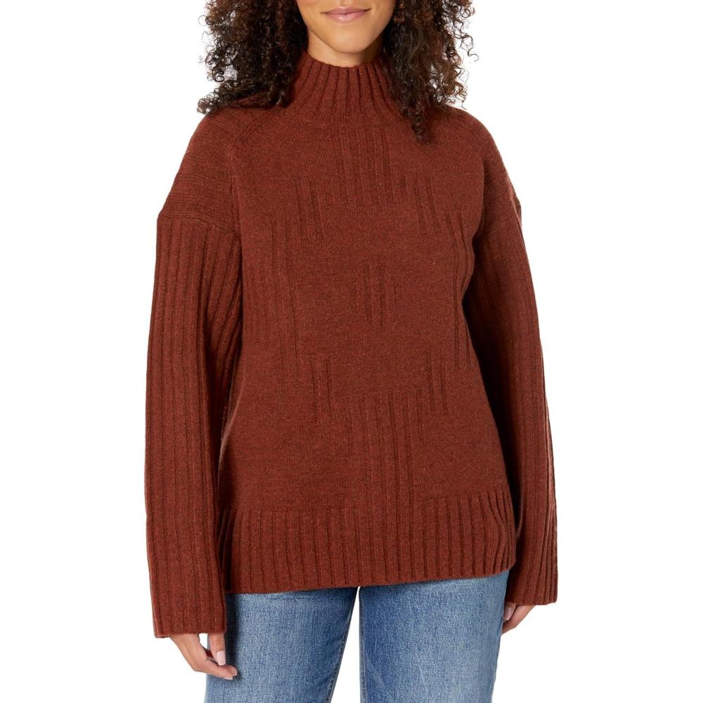 imagePendleton Womens Oversized Mockneck Lambswool PulloverBrick Red
