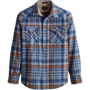 Pendleton Canyon Men’s Shirt, Long Sleeve Flannel Shirt, 100% Virgin Wool – Regular Fit(Blue/Tan Ombre)