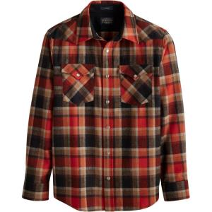 Pendleton Canyon Men’s Shirt, Long Sleeve Flannel Shirt, 100% Virgin Wool – Regular Fit(Red/Black Plaid)