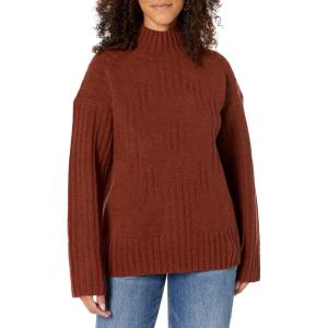 Pendleton Womens Oversized Mockneck Lambswool Pullover(Brick Red)