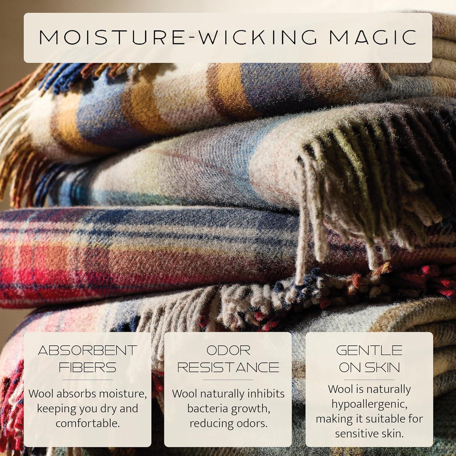 imagePendleton Wool Blanket Camping Blanket with Leather Strap Carrier Plaid Soft Virgin Wool Backpacking Blanket for Warmth and Comfort Outdoor Adventures Travel Picnics and Cozy Home ComfortSteens Mountain