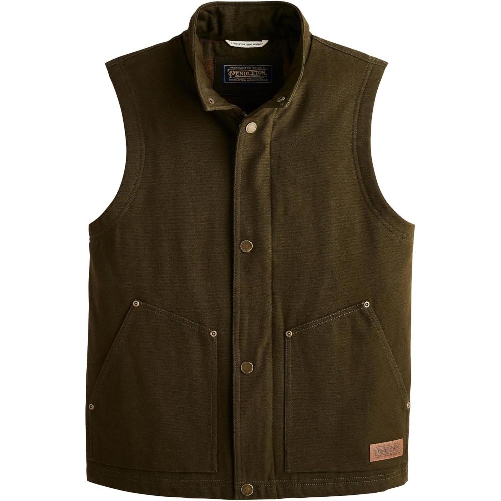 imagePendleton Mens Pine Grove Canvas Vest with Wool Blend LiningDark Olive