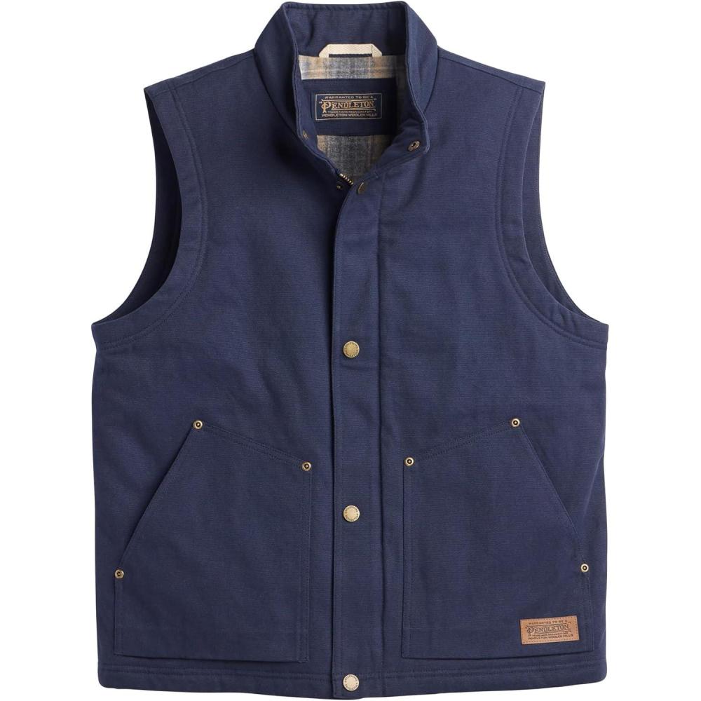 imagePendleton Mens Pine Grove Canvas Vest with Wool Blend LiningNavy