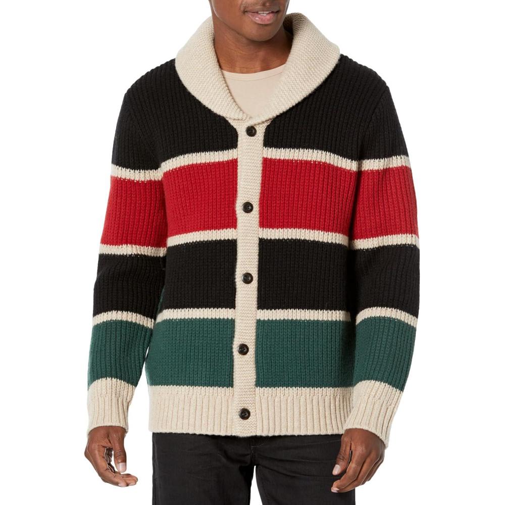 imagePendleton Mens Ranger Stripe Lambswool CardRanger Stripe BlackRedGreen