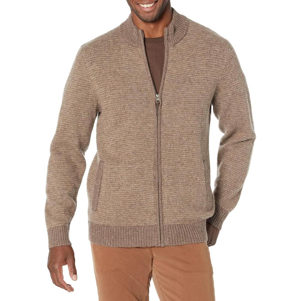 imagePendleton Mens Shetland Wool Full Zip SweaterCoyoteTan
