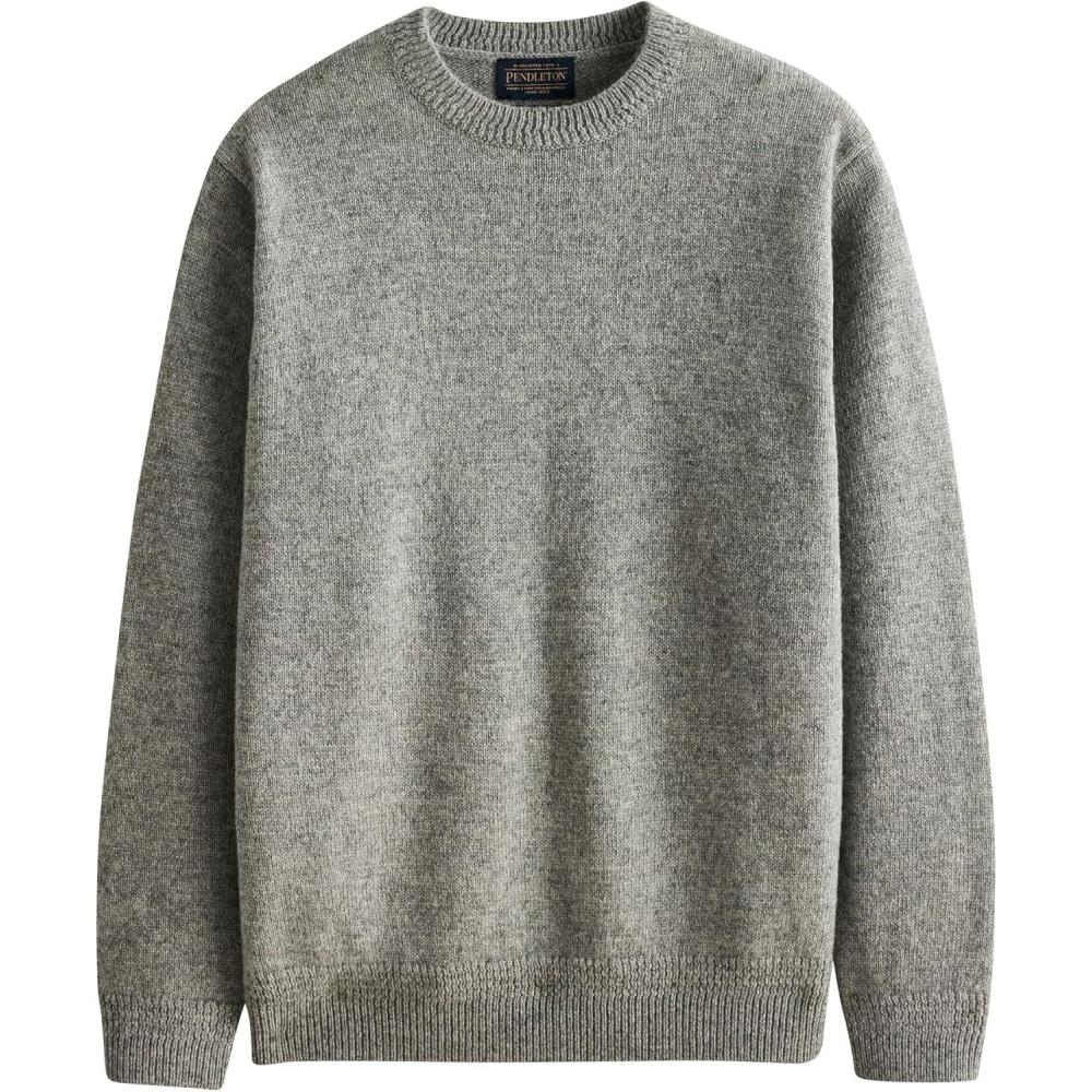 imagePendleton Mens Shetland Wool Pullover Mens Sweater Classic Crewneck for Men Naturally Warm Odor and StainResistantLight Grey Heather