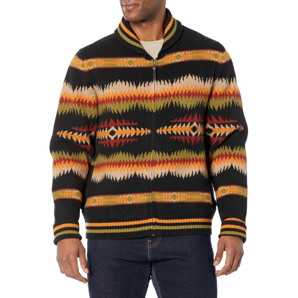 imagePendleton Mens Tye River Lambswool CardiganTye River BlackScarlet
