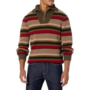Pendleton Men’s Merino 1/4 Zip Sweater(Mineral Umber Camp Stripe)