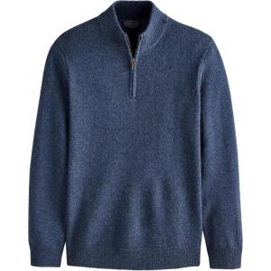 Pendleton mens Shetland Wool 1/4 Zip Sweater(Dark Blue Heather)