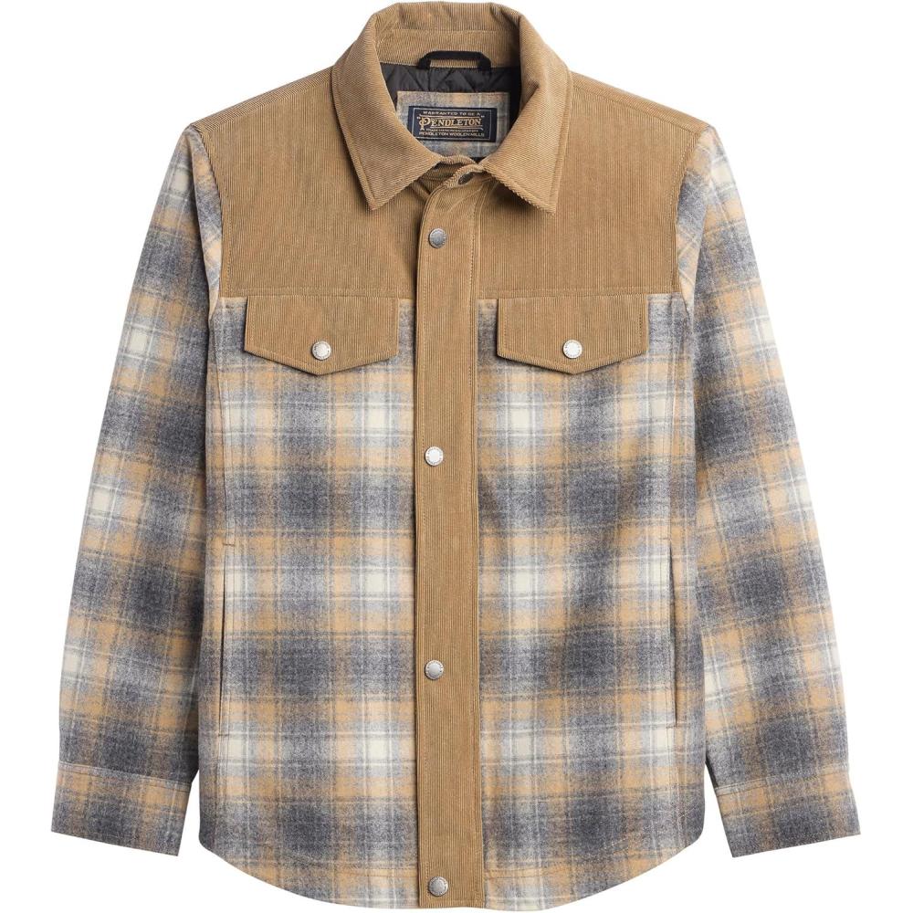 imagePendleton Mens Timberline Jacket Outdoor Shirt JacketGrey Camel Plaid