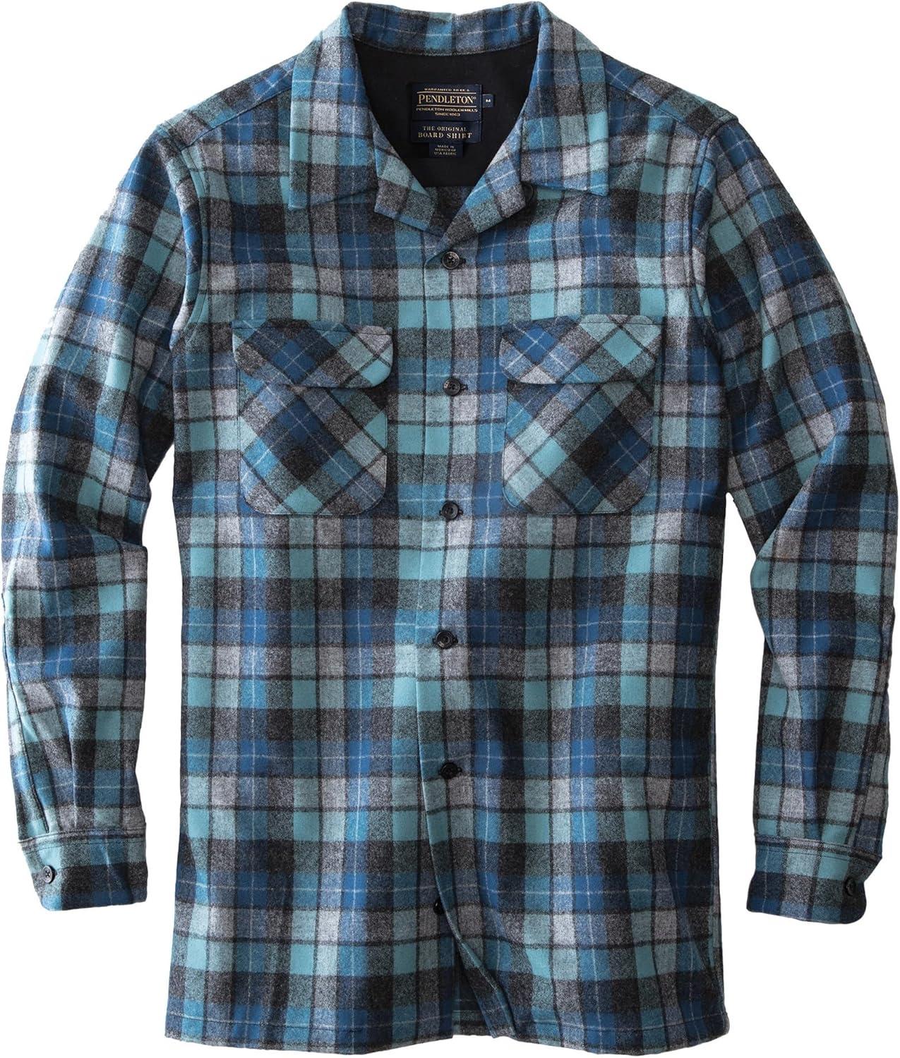 image:imagePendleton Mens Long Sleeve Classic Fit Board Wool ShirtBlueGreen Original Surf Plaid30789