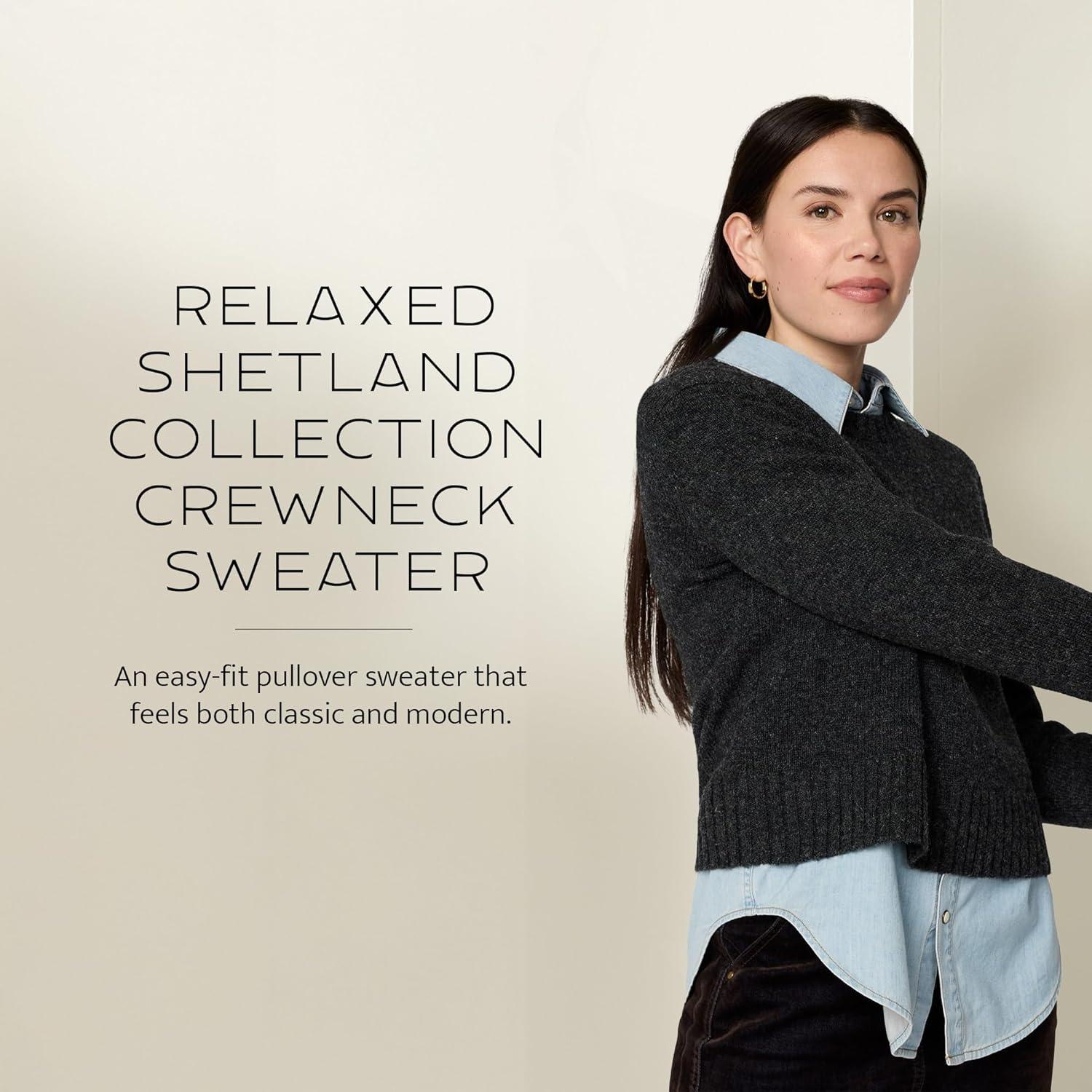 image:imagePendleton Womens Shetland Crew 100 Soft Knit Wool Pullover Classic Crewneck Relaxed Fit Comfortable LongSleeve TopBlack Heather