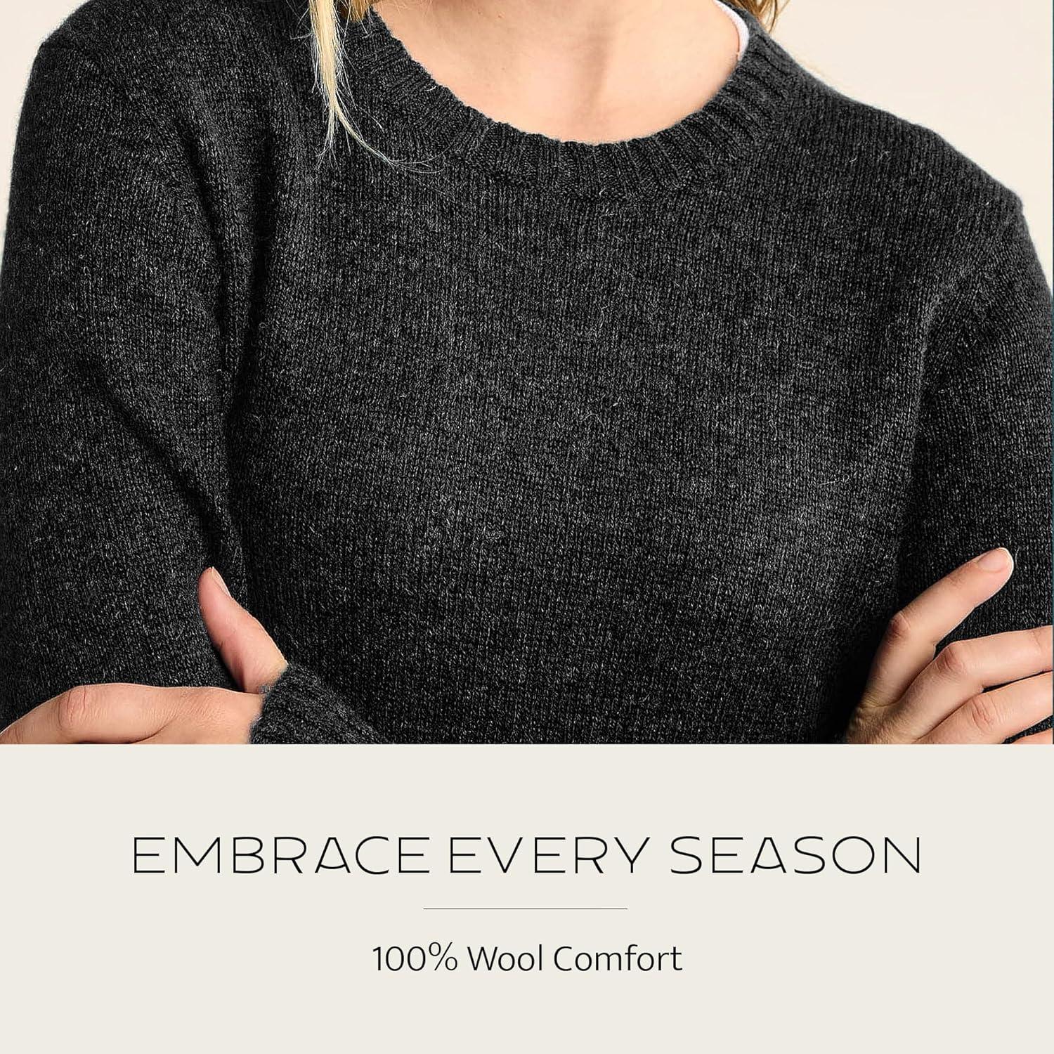 image:imagePendleton Womens Shetland Crew 100 Soft Knit Wool Pullover Classic Crewneck Relaxed Fit Comfortable LongSleeve TopBlack Heather