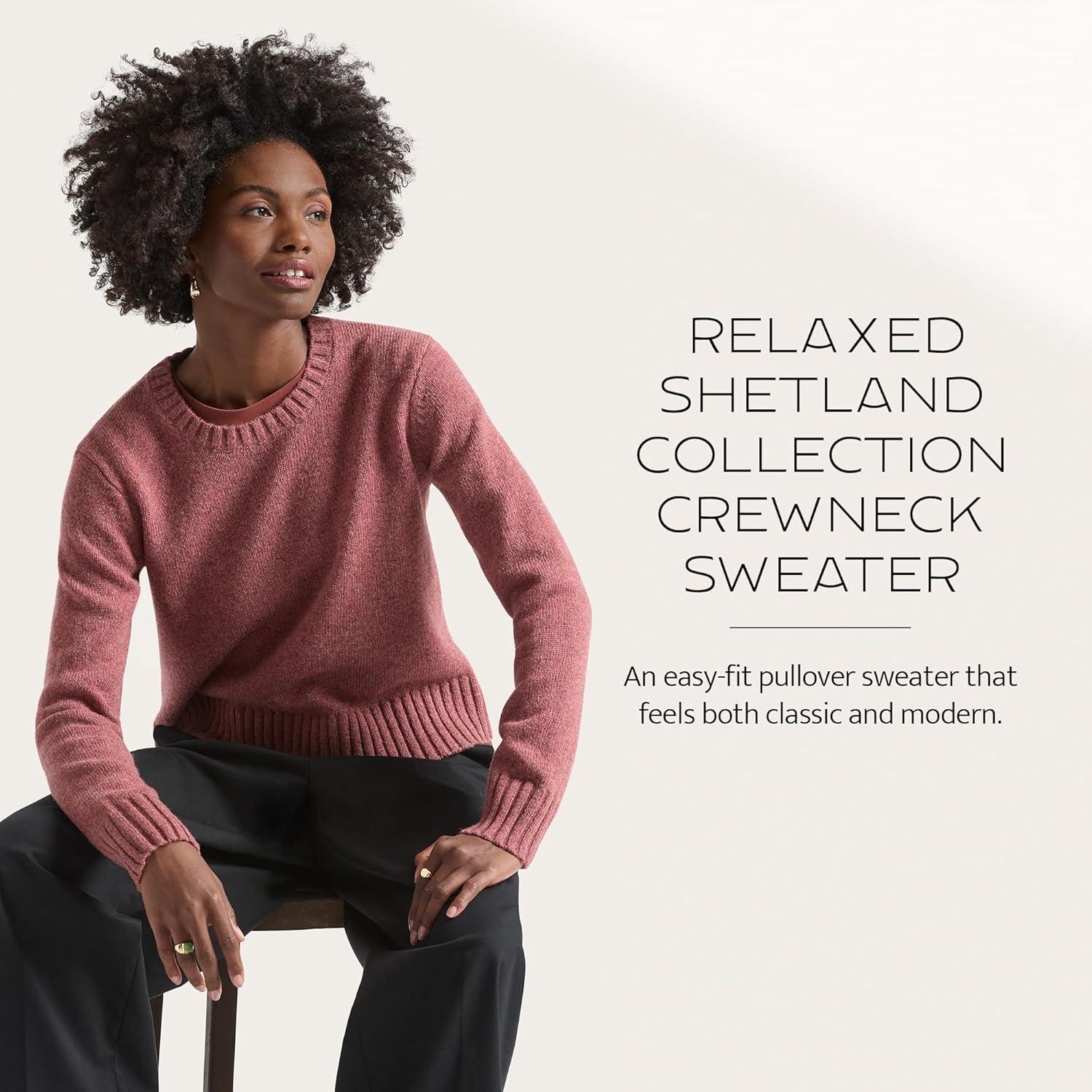 image:imagePendleton Womens Shetland Crew 100 Soft Knit Wool Pullover Classic Crewneck Relaxed Fit Comfortable LongSleeve TopDark Rose Heather