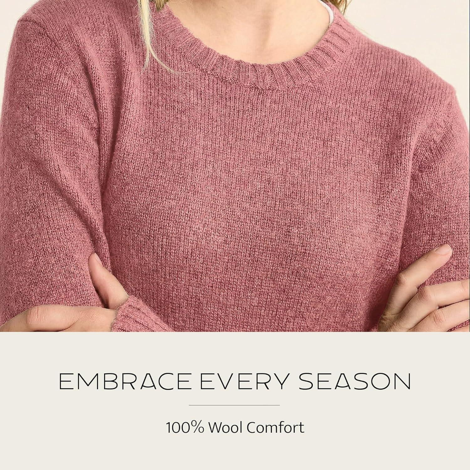image:imagePendleton Womens Shetland Crew 100 Soft Knit Wool Pullover Classic Crewneck Relaxed Fit Comfortable LongSleeve TopDark Rose Heather