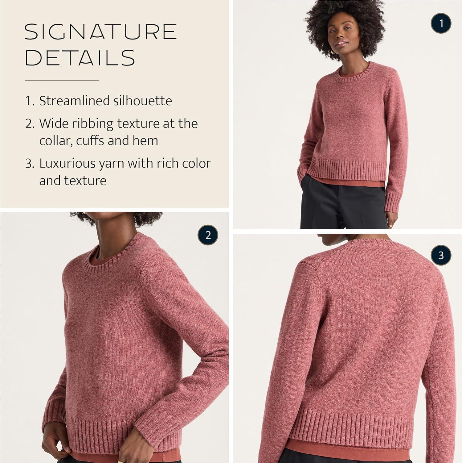 image:imagePendleton Womens Shetland Crew 100 Soft Knit Wool Pullover Classic Crewneck Relaxed Fit Comfortable LongSleeve TopDark Rose Heather