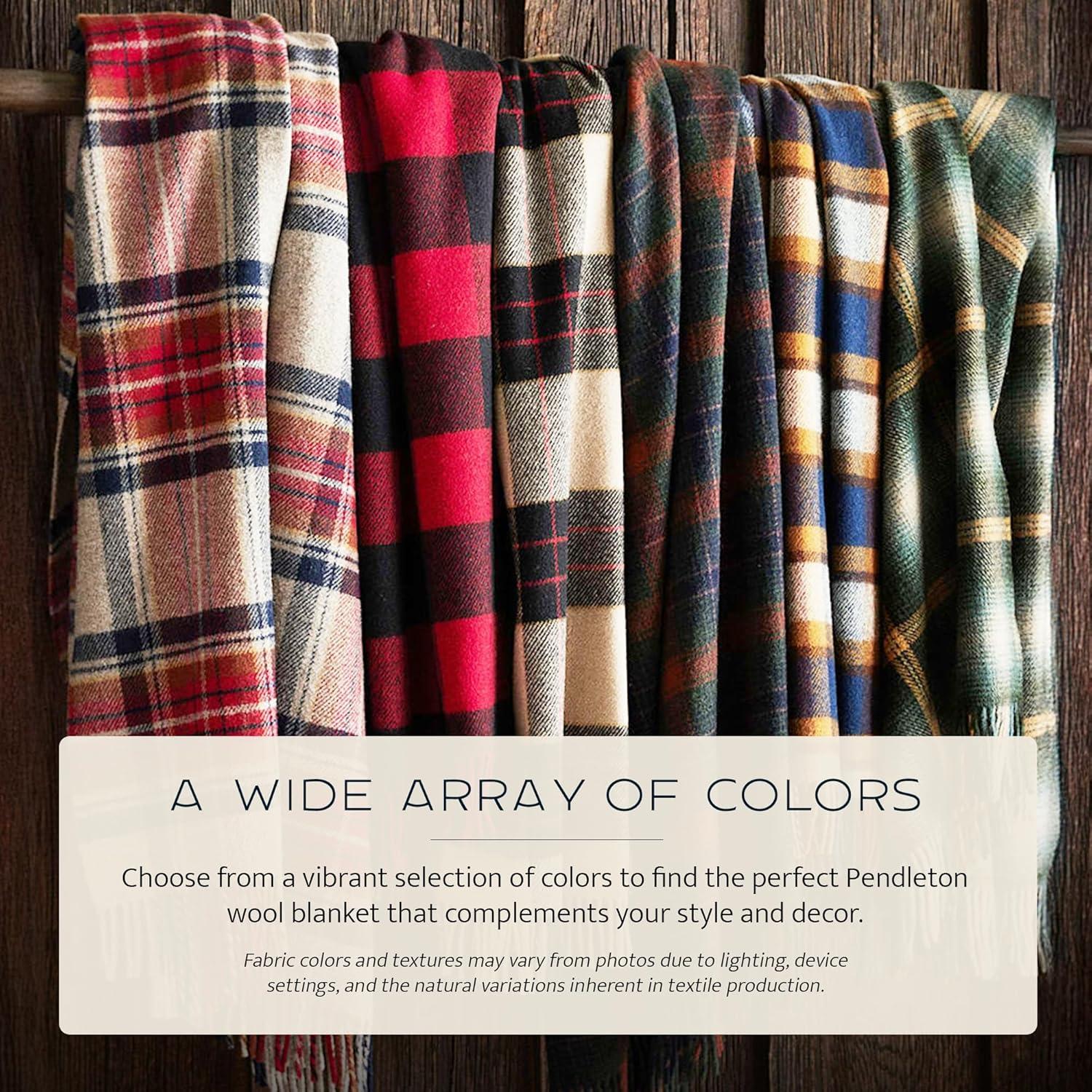 image:imagePendleton Wool Blanket Camping Blanket with Leather Strap Carrier Plaid Soft Virgin Wool Backpacking Blanket for Warmth and Comfort Outdoor Adventures Travel Picnics and Cozy Home ComfortRob Roy