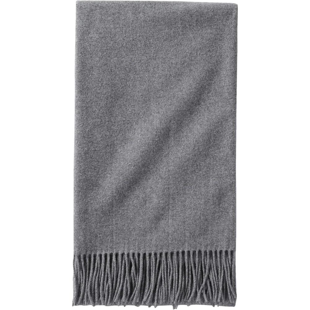 image:imagePENDLETON 5th Avenue Throw Soft Blanket Superfine Wool Striped Pattern Wool Fabric Charcoal