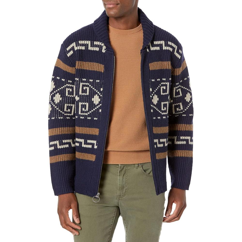 image:imagePendleton Mens The Original Westerley Zip Up Cardigan Sweater NavyBrown LG