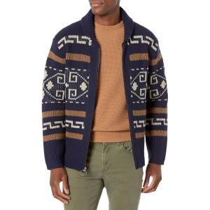 Pendleton Men’s The Original Westerley Zip Up Cardigan Sweater, Navy/Brown, LG