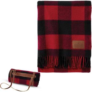 Pendleton Wool Blanket – Camping Blanket with Leather Strap Carrier – Plaid, Soft, Virgin Wool, Backpacking Blanket for Warmth and Comfort, Outdoor Adventures, Travel, Picnics, and Cozy Home Comfort(Rob Roy)